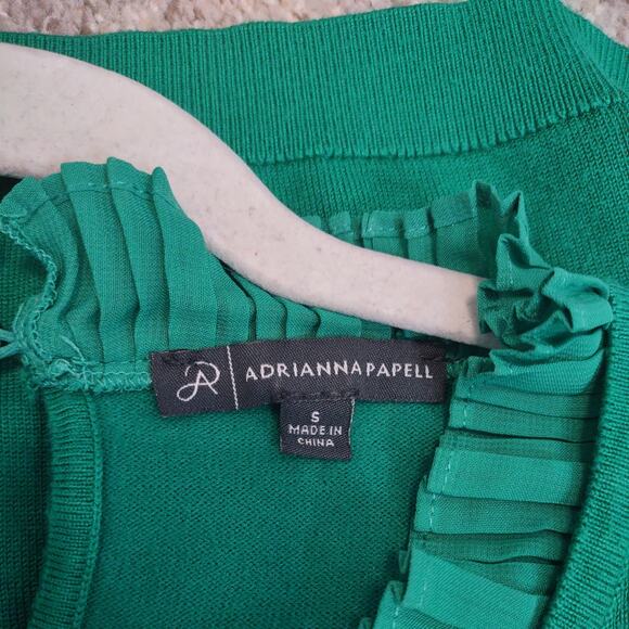 Adrianna Papell Green Sweater with Ruffle Details, Size Small - Picture 7 of 8